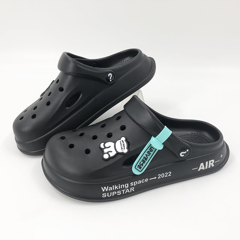 Men's Cartoon Bear Clogs w/ Charms Garden Shoes Non Slip Sandals