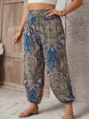 Women's Plus Paisley Print High Rise Tapered Leg Pants