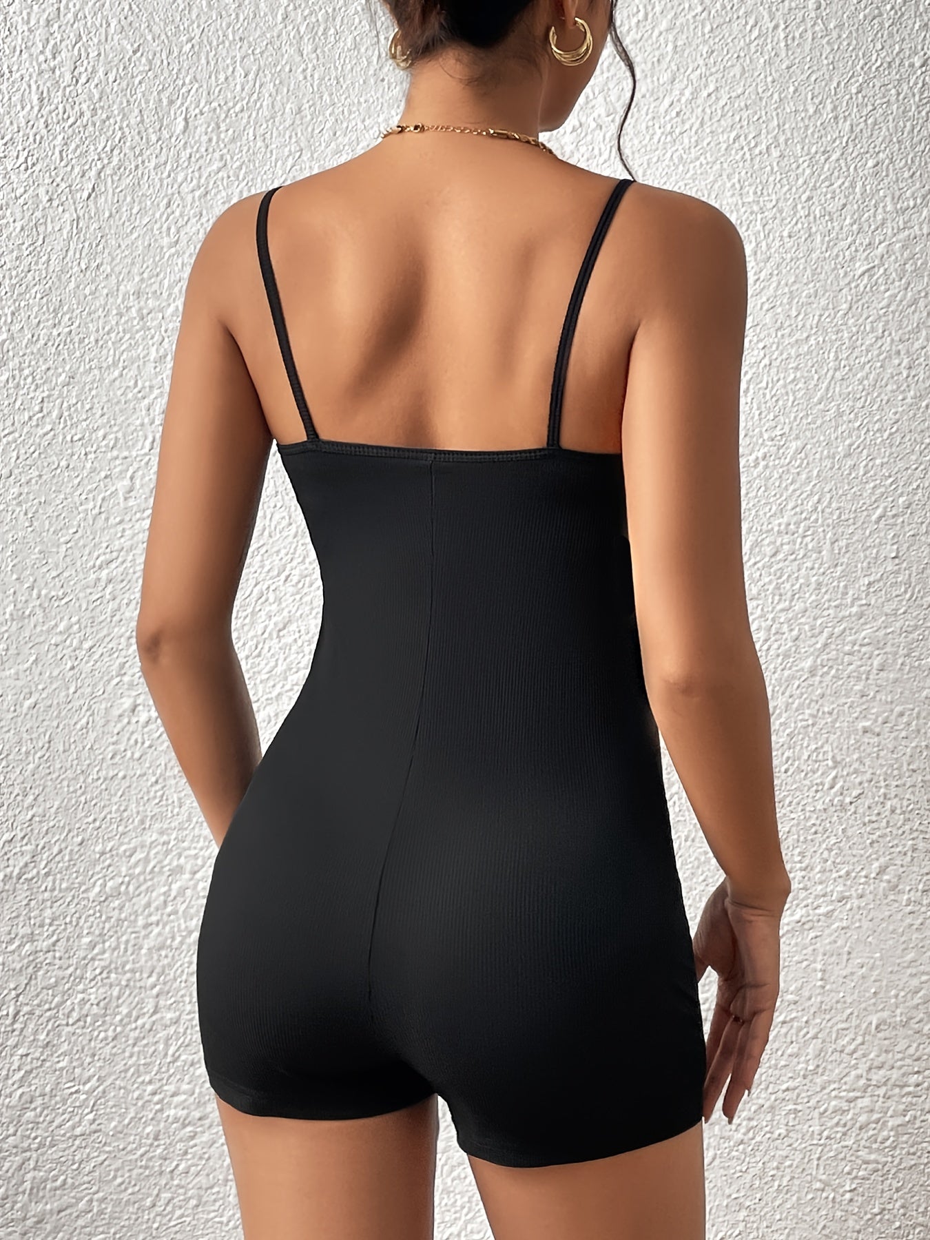 Skinny Sleeveless Jumpsuit Stretchy Mini Strap Jumpsuit