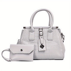 Crocodile Embossed Tote Satchel Bag With Purse For Work