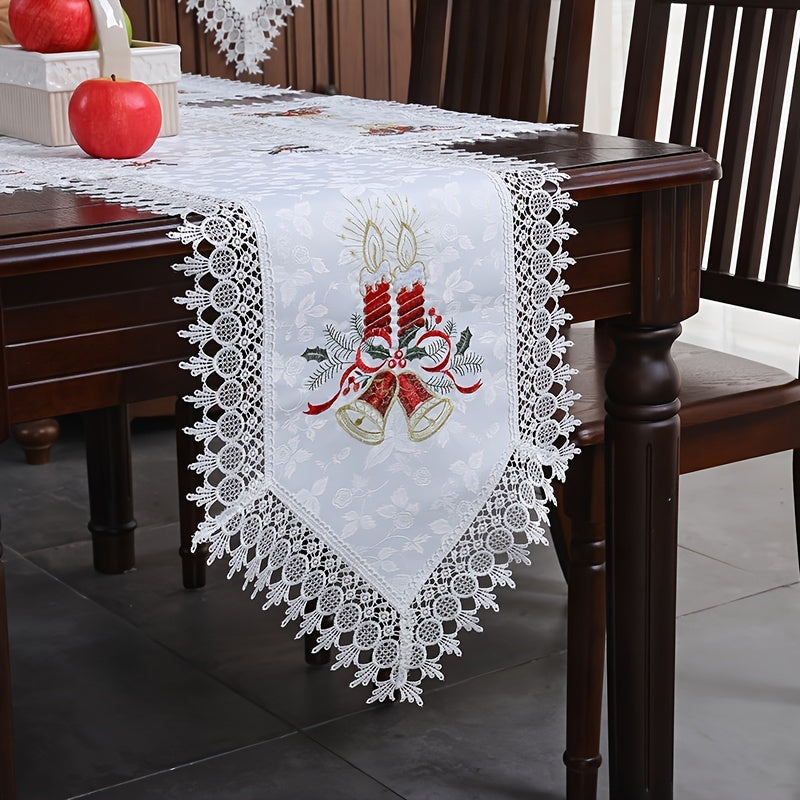 Polyester Christmas Table Runner Red Bell Printed Holiday Decoration