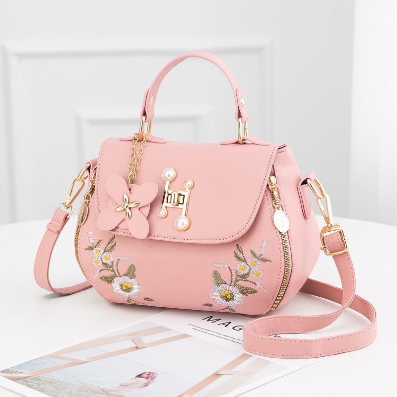 Floral Pattern Shoulder Bag Stylish Small Faux Leather Purse