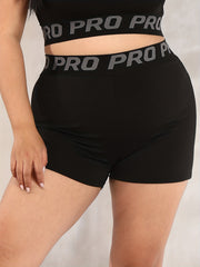 Letter Tape Crop Top & Shorts Sports Set