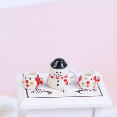 1:12 Scale Ceramics Cups & Pot Set - Red Ceramic Coffee & Tea Cups with Lids