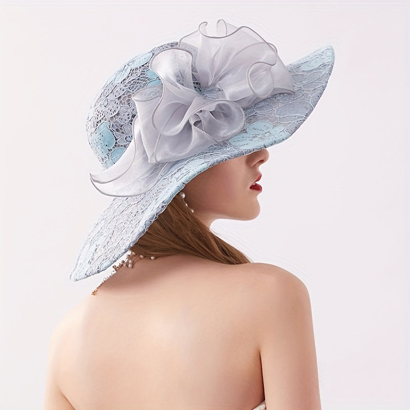Lace Flower Sun Hat Embroidery Organza Derby Church Hats