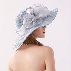 Lace Flower Sun Hat Embroidery Organza Derby Church Hats