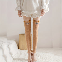 Cartoon Fuzzy Leg Warmers Over The Knee Socks Women's Stockings
