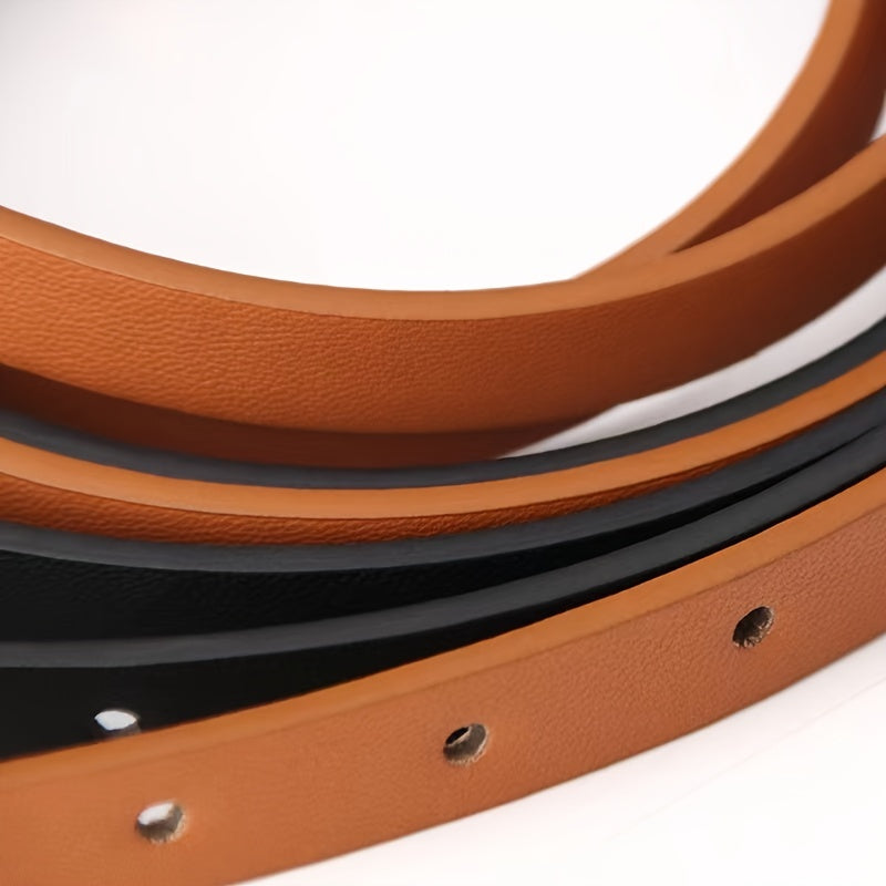 Thin Waist Belt Chain Buckle PU Leather Ladies Dress Strap Dress Decor Jean