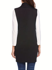 Sleeveless Open Front Vest With Pockets