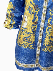  Retro Dress Women's Baroque Print Shirt Dress
