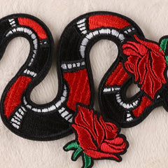 4pcs Boys Snake Flower Embroidery DIY Patch for Clothes B