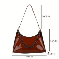 Transparent Underarm Bag Chain Zipper Waterproof Music Shoulder Purse