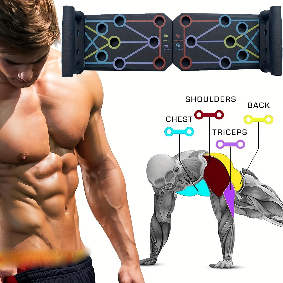 Portable Multifunctional Push up Board for Core Strength & Chest Muscle Training