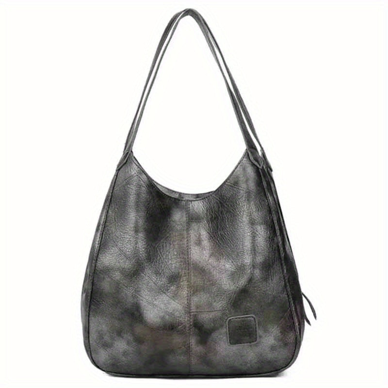Textured Bucket Bag Vintage Shoulder Soft Leather Handbag