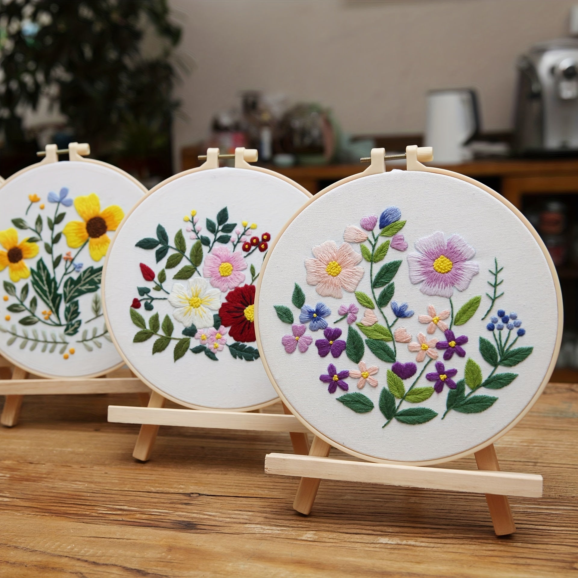 3D Embroidery DIY Material Package Flower Grass Fabric Art