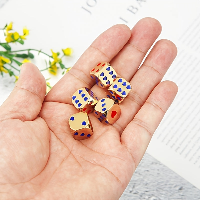 13mm Golden Solid Metal Heart Dice for Board Games