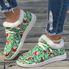 Women's Christmas Style Snow Boots Plush Inside Santa Claus Snowman