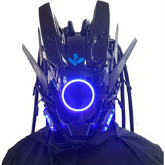 Custom Tubular Braid Cyberpunk Mask LED Light Cosplay Sci-fi Gear