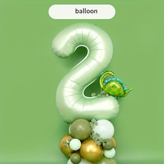 27pcs Olive Green Dinosaur Number Balloons Party Decor