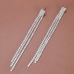 Long Rhinestones Tassel Drop Earrings for Women Girls
