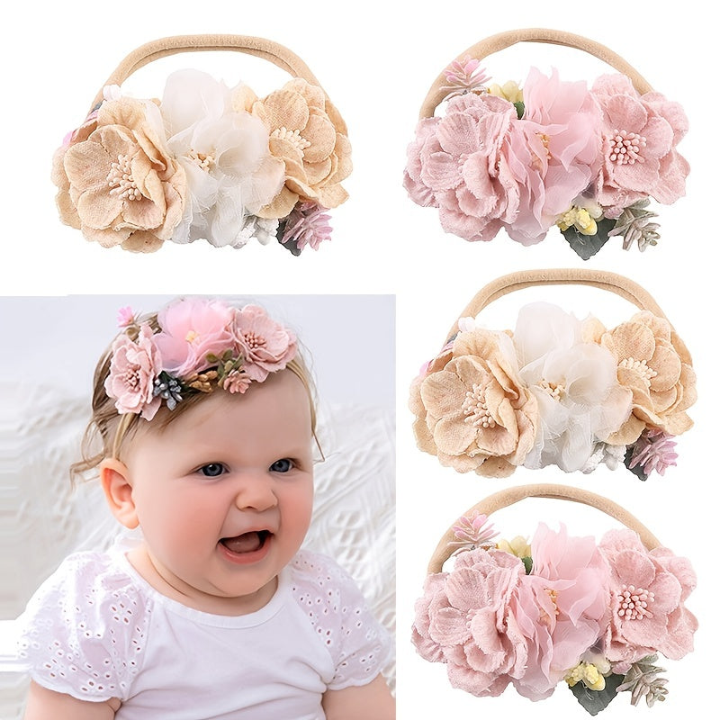 Soft Flowers Elastic Hairbands Headband Hair Accessories For Girls Baby Kids