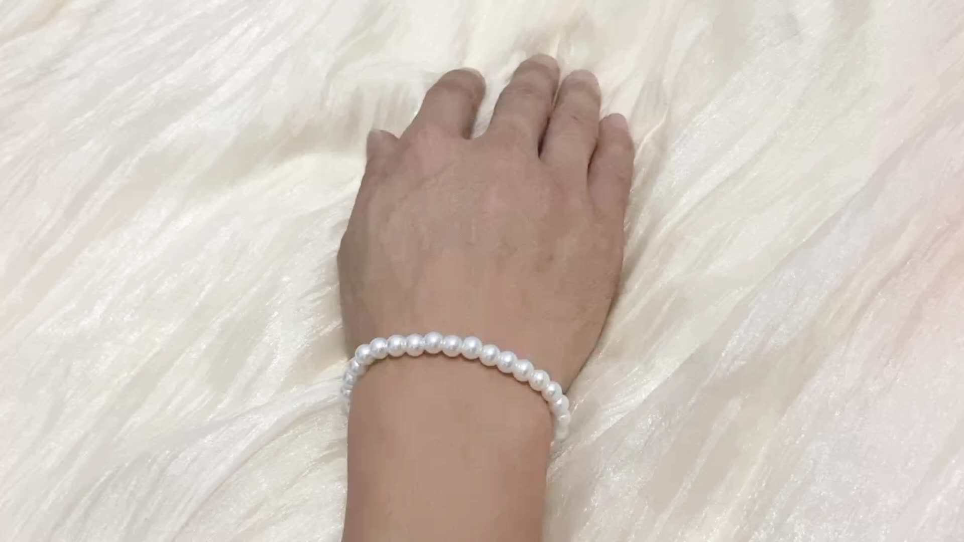 Adjustable Glass Bead Bracelet for Men 6mm Pearl Beads