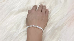 Adjustable Glass Bead Bracelet for Men 6mm Pearl Beads