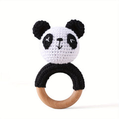 Wooden Crochet Rattle Teething Toy Handheld Bell Gift