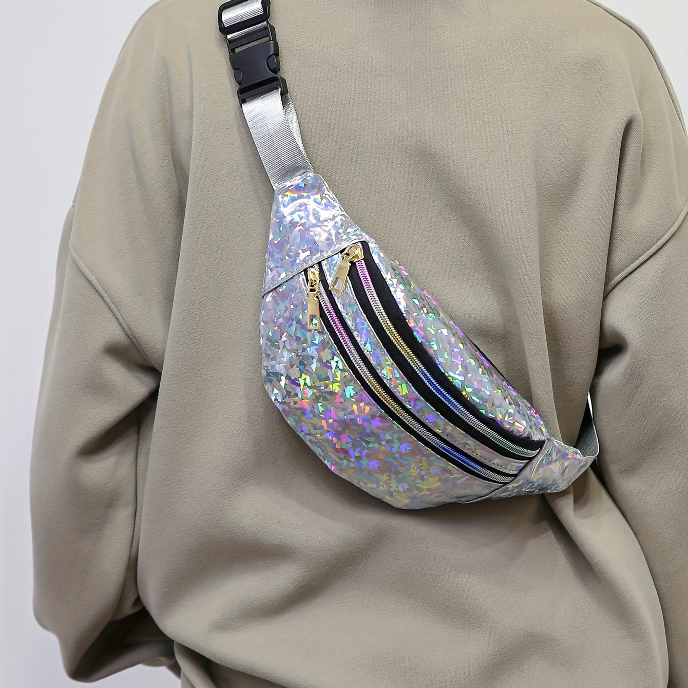 Holographic PVC Chest Bag Waterproof Crossbody Fanny Pack
