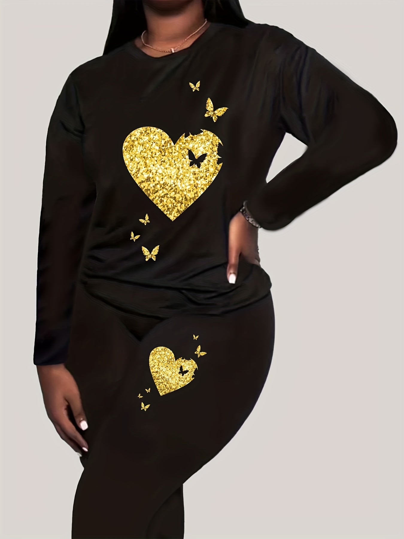  Heart & Butterfly Print 2 Piece Set