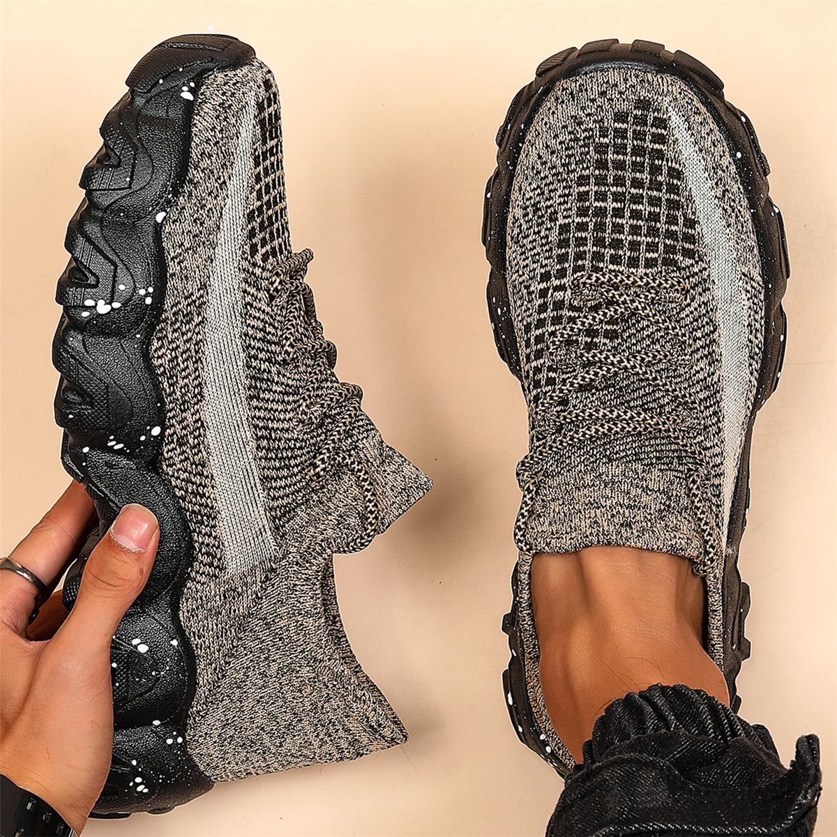 Men's Comfortable Lace Sneakers Casual Sock Elevator Shoes