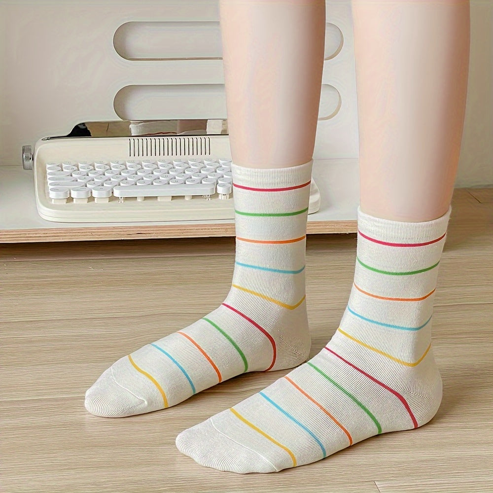 3 Pairs Polka Dot & Stripe Print Socks Women's Stockings