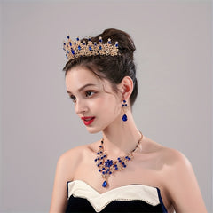 Alloy Crystal Headband Necklace Earrings Set