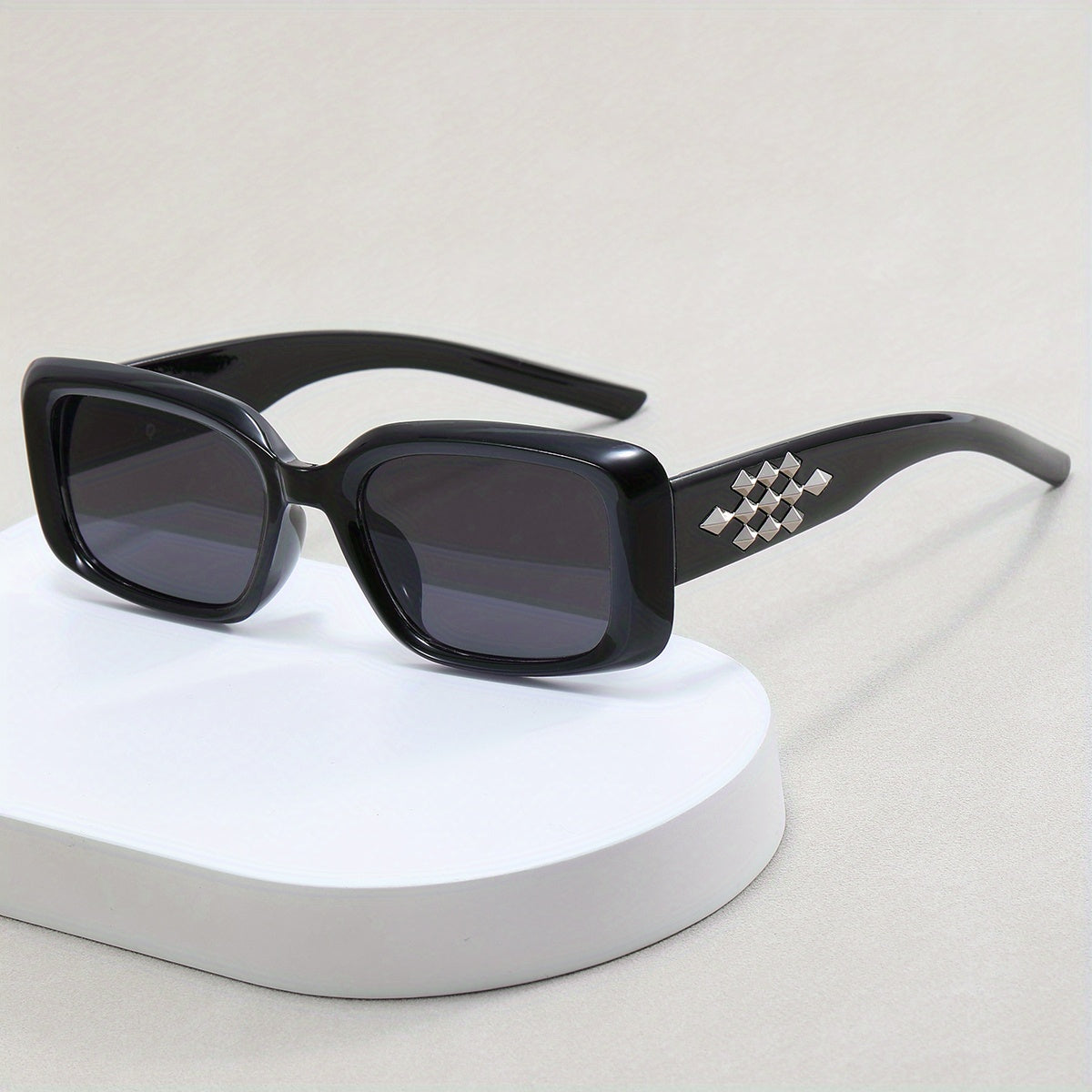 Y2K Rectangle Frame Sunglasses Metal Star Decor UV400