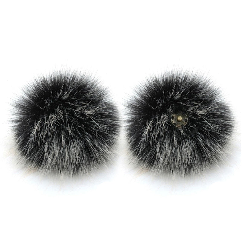 2pcs DIY Faux Fur Pom Pom with Press Button - Removable Fluffy Pompom
