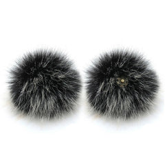 2pcs DIY Faux Fur Pom Pom with Press Button - Removable Fluffy Pompom
