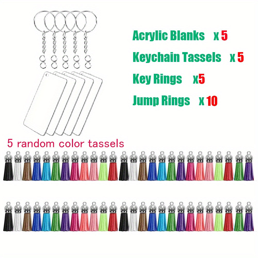 25Pcs Sublimation Acrylic Blanks Keychains DIY Crafts Decoration