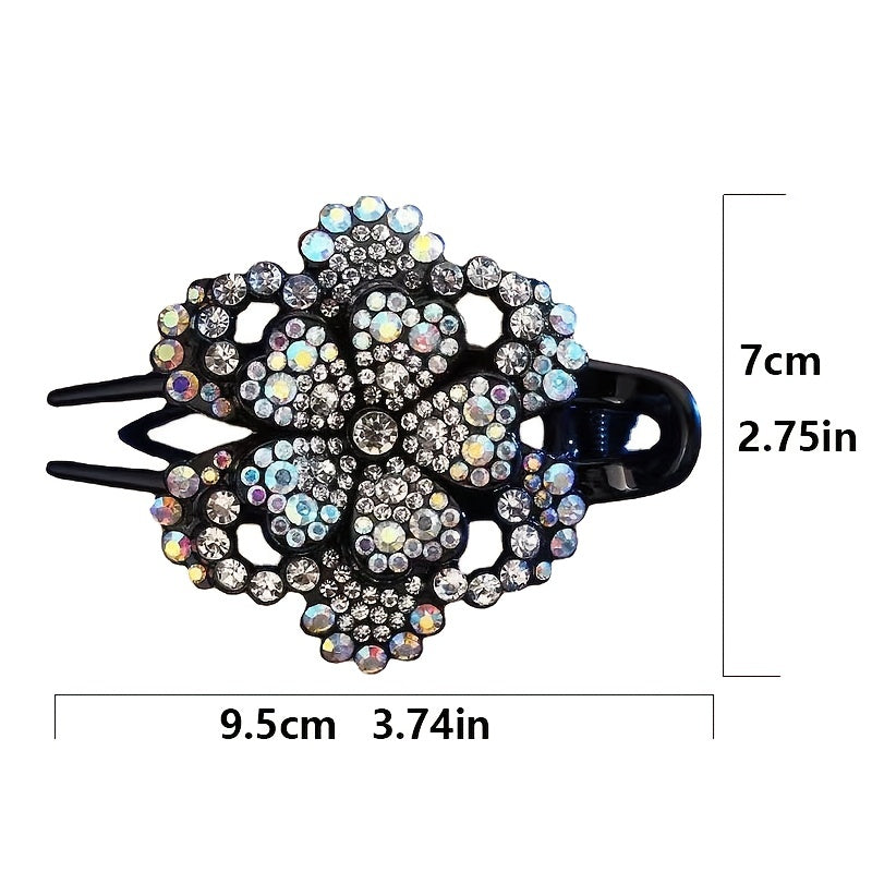 Rhinestone Flower Duck Billed Hair Clip Vintage Hairclip