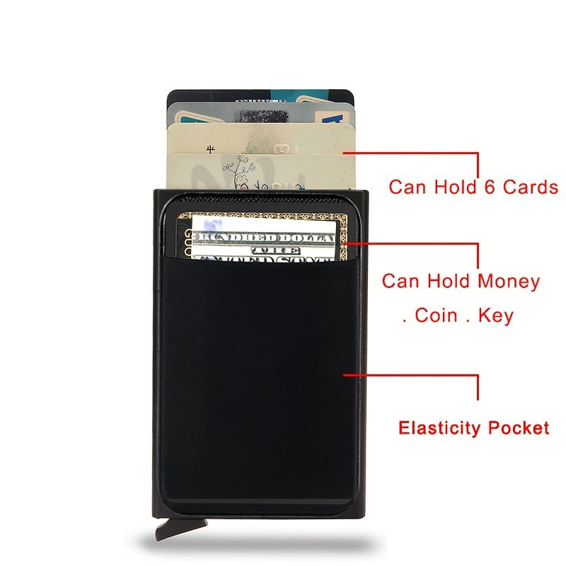 Pop Up Minimalist Metal Wallet Card Holder Thin Slim Purse