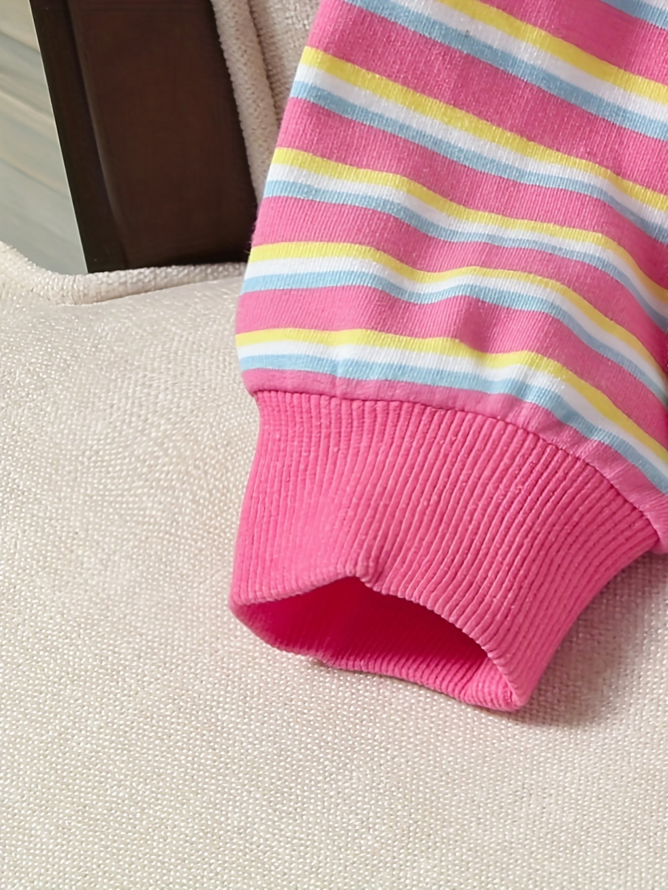 Girls' Bow Collar Striped Sweatshirt Top Pullovers