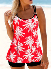  Modest Tankini Set Tropical Print Round Neck Cami Top & S