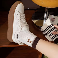 5 Pairs Striped & Bear Print Socks Mid Tube Women's Stockings