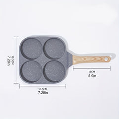 4-Hole Non-Stick Fried Egg Pan with Wooden Handle
