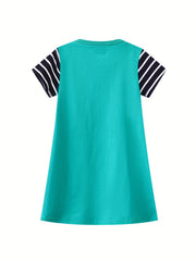 Toddler Girls Giraffe Embroidered Pocket Casual Dress