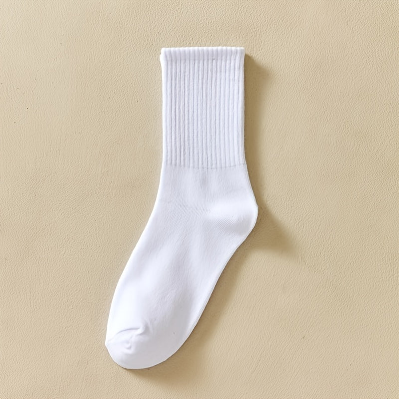 6 Pairs Women's Striped & Solid Mid Tube Socks