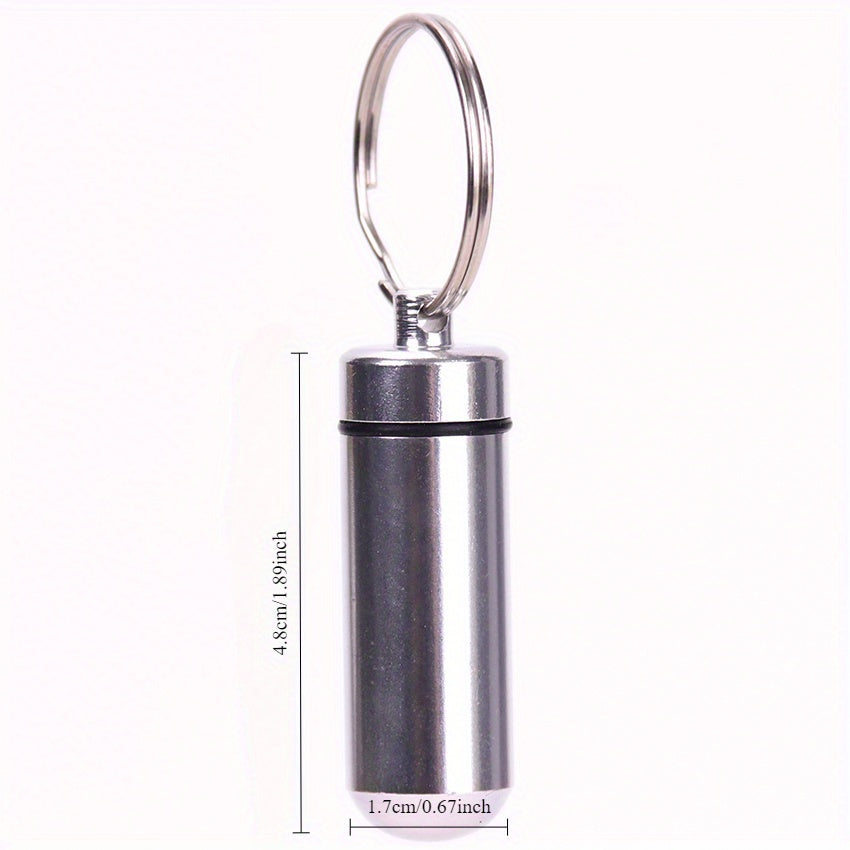 2pcs Waterproof Pill Boxes Keychain Aluminum Stainless Steel