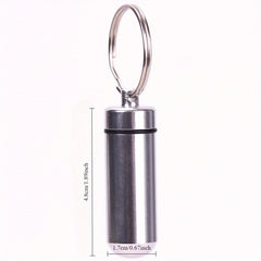 2pcs Waterproof Pill Boxes Keychain Aluminum Stainless Steel