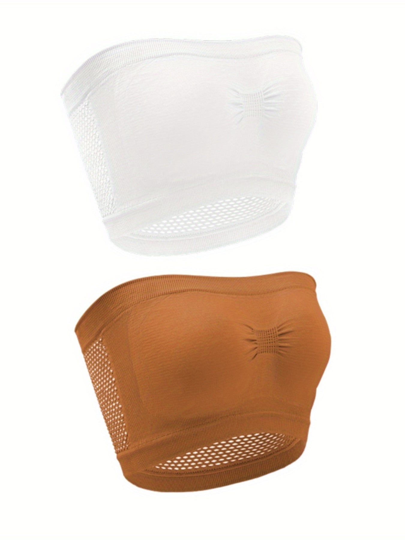 2 Pack Plus Size Sports Tube Bra Set Breathable Mesh Chest Wrap 2pcs Set