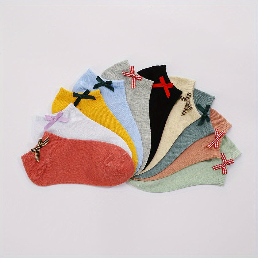 10 Pairs Bow Tie Socks Soft Lightweight Ankle Socks Women's Stockings