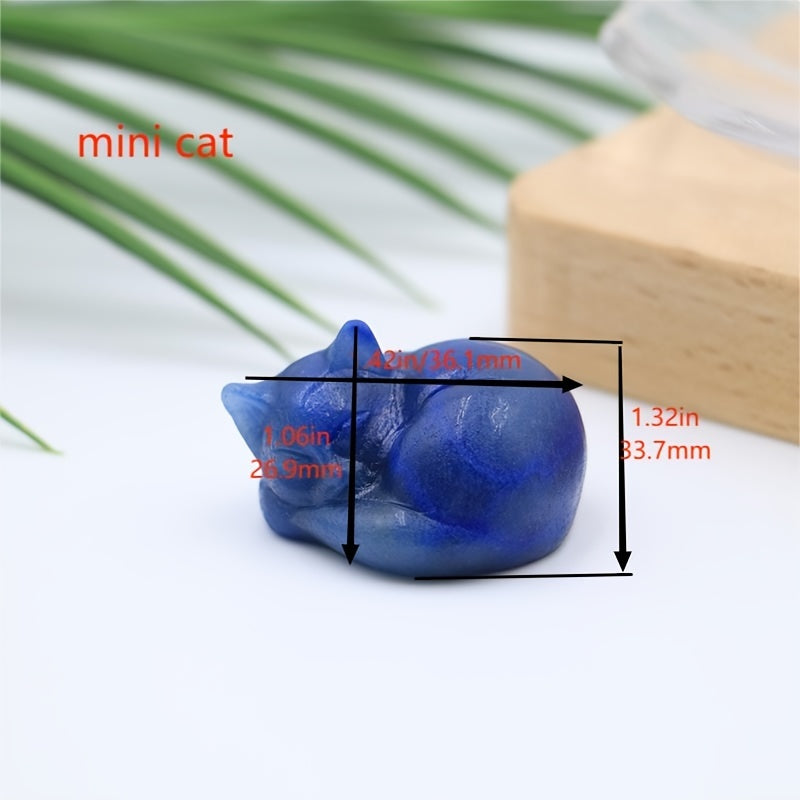 Crystal Sleeping Cat Figurine Home Decor